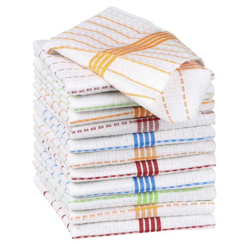 Super Absorbent Cotton Reuseable Lint Free Cleaning Rags 12 Pack Multi
